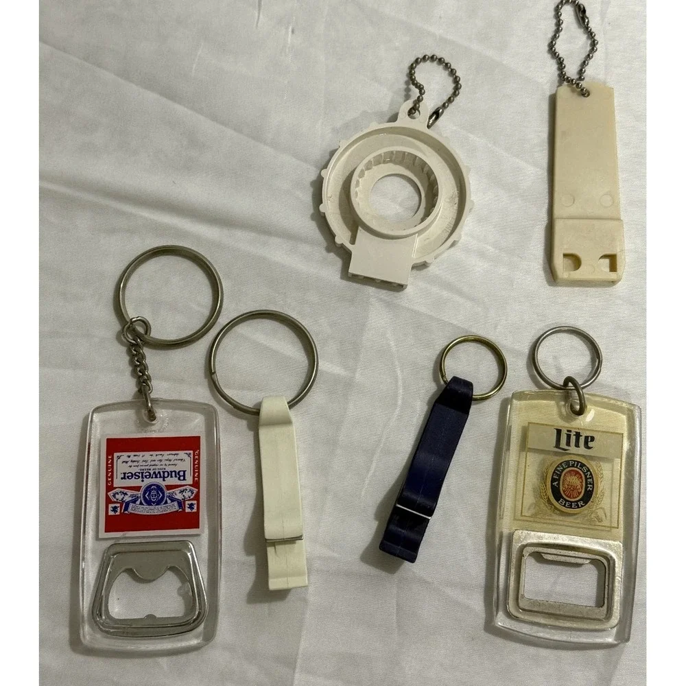 Lot of 6 Beer & Misc. Bottle Opener‎ Keychains